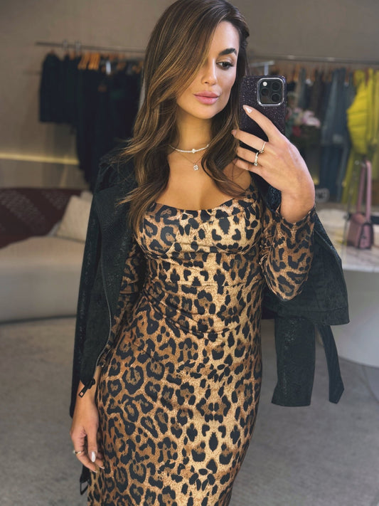 Vestido Longo Animal Print - Anthonnia Fashion & Shop